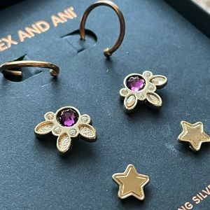 Alex and Ani 14KT Gold Over Sterling Silver 3 piece Earring Set